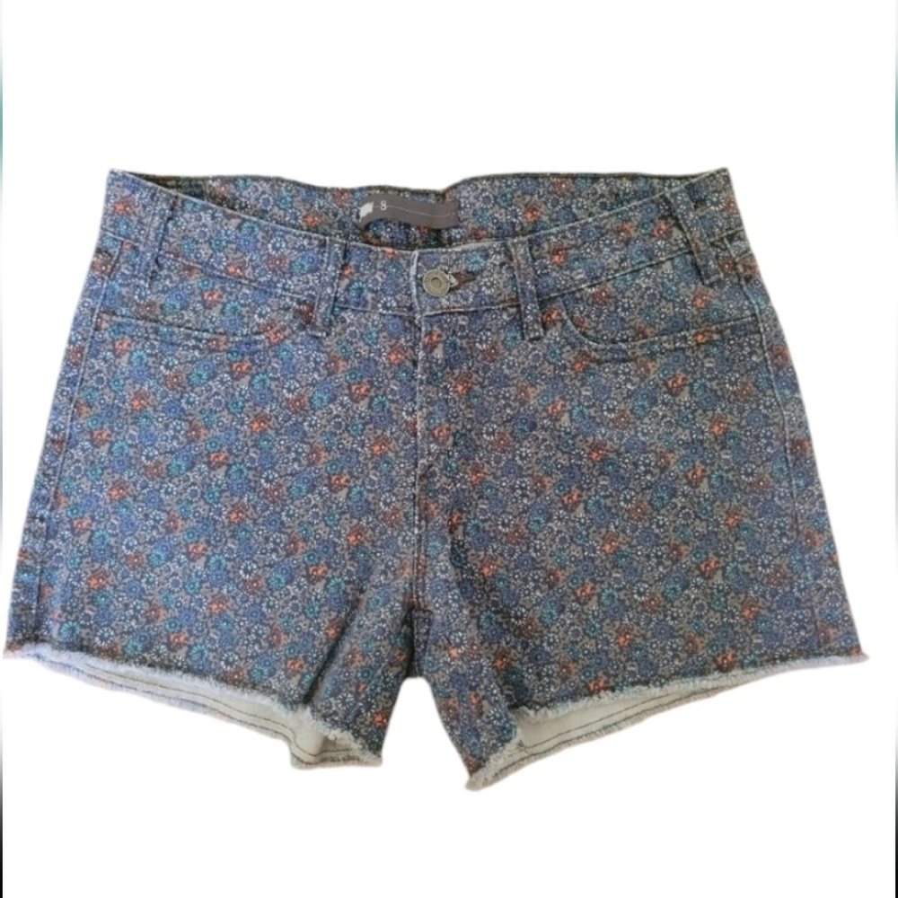 Levi's Casual Floral Pattern Denim Shorts with Raw Edge, Size 8